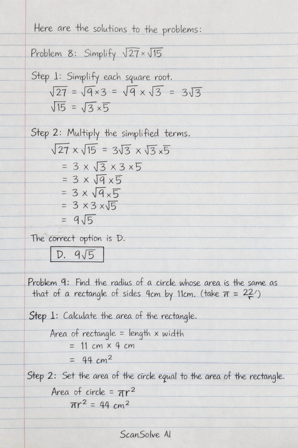 Handwritten step-by-step solution preview
