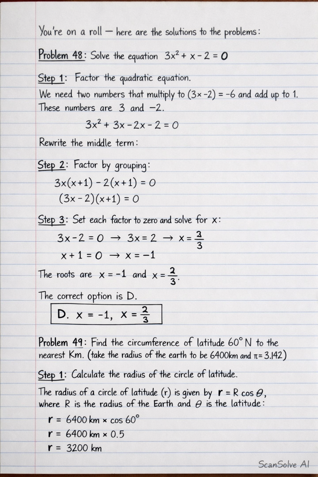 Handwritten step-by-step solution preview