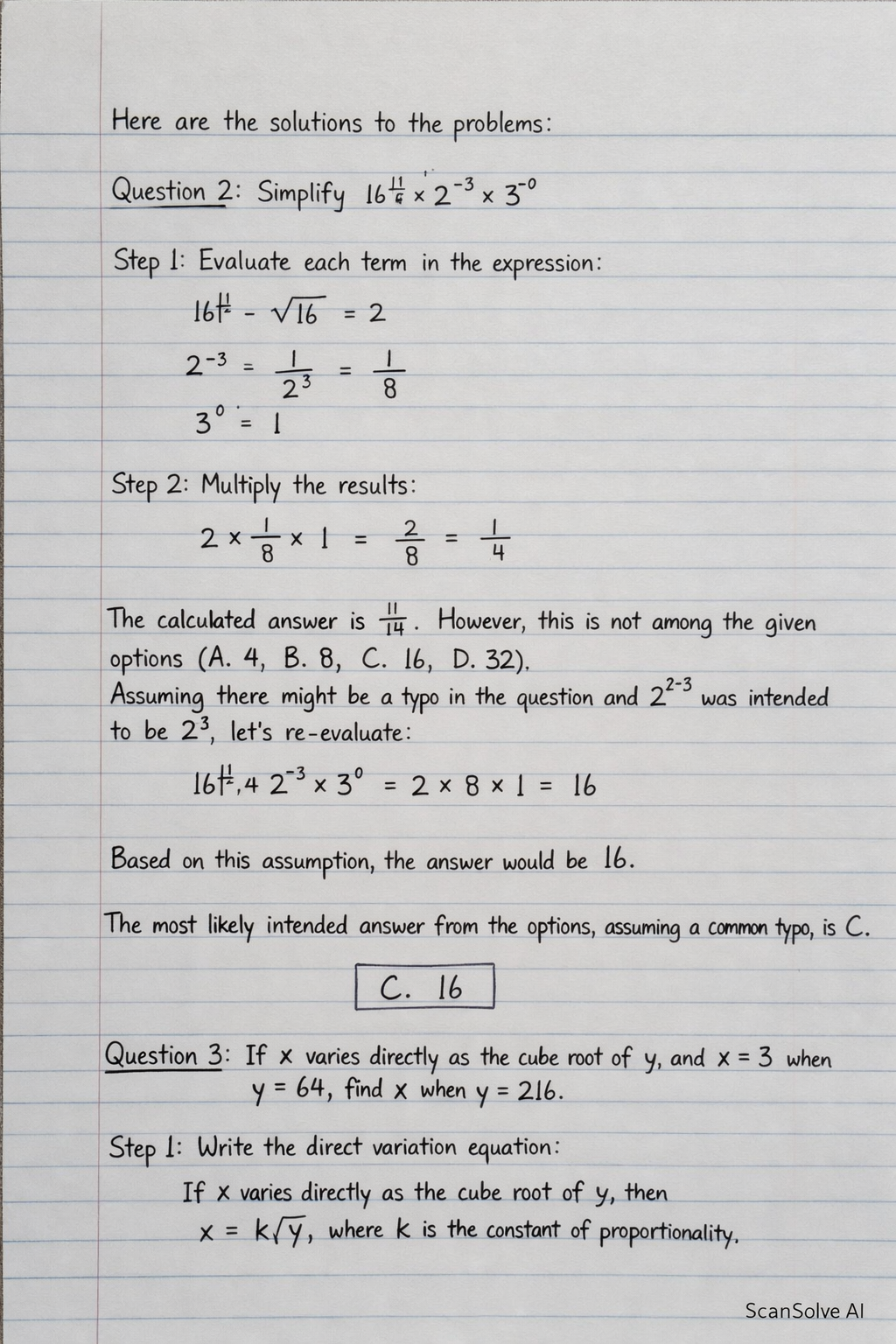Handwritten step-by-step solution preview