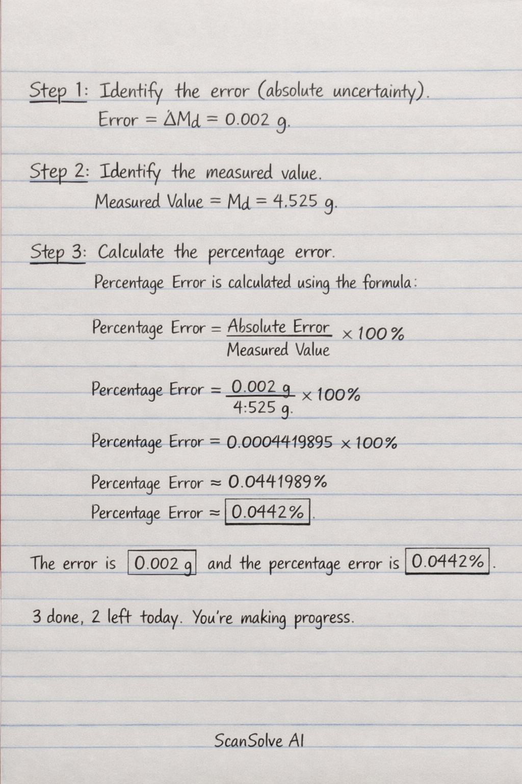 Handwritten step-by-step solution preview