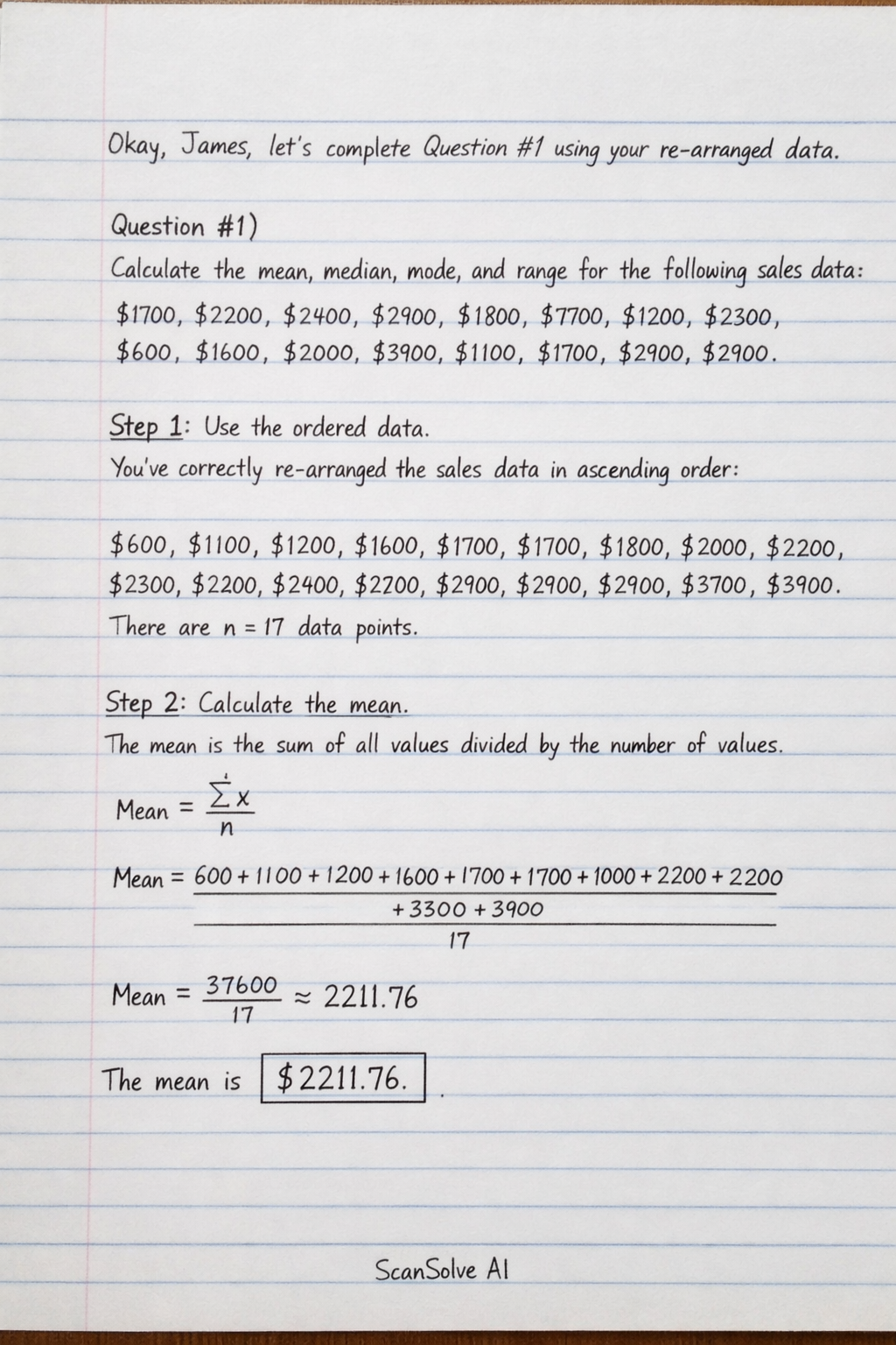 Handwritten step-by-step solution preview