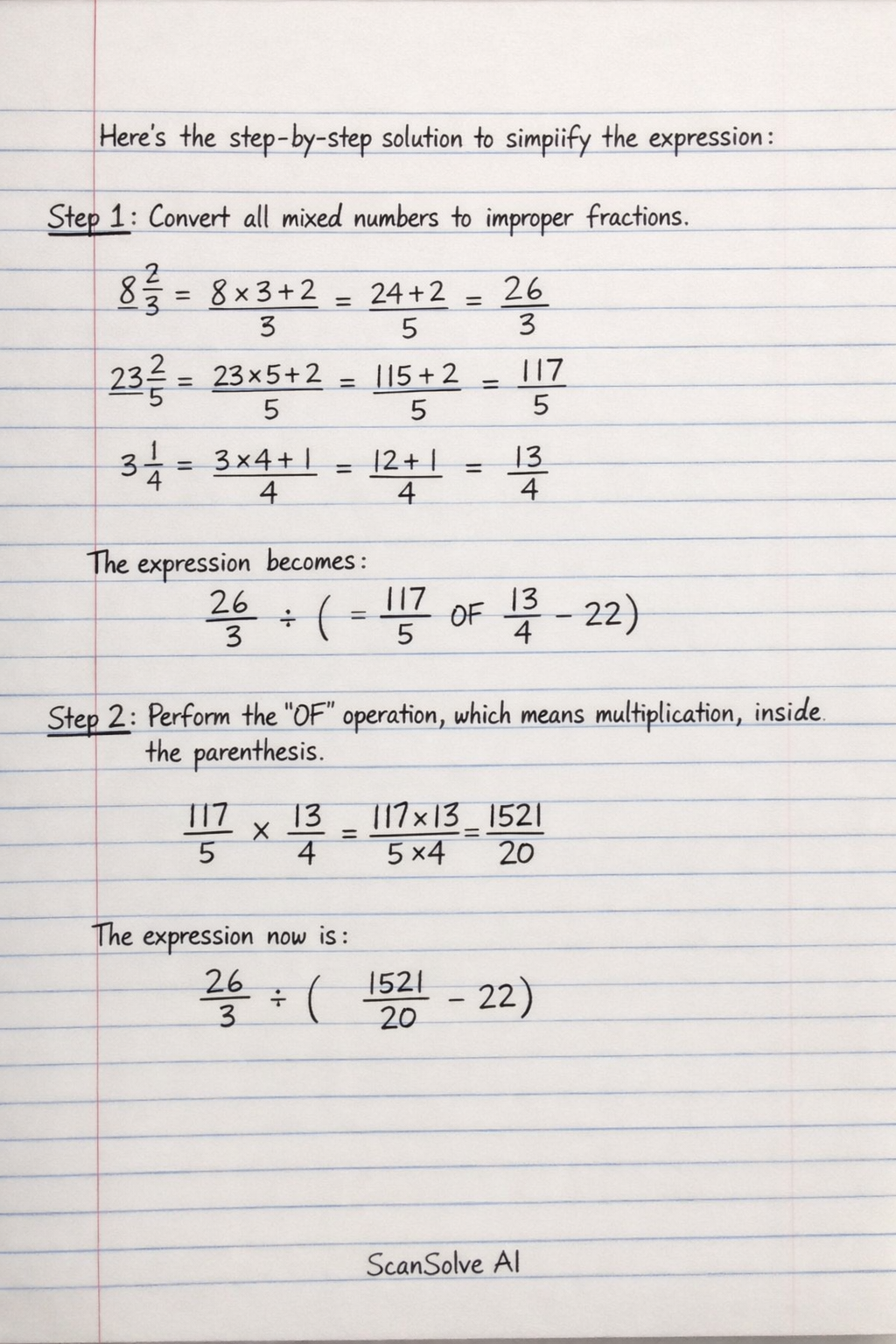 Handwritten step-by-step solution preview