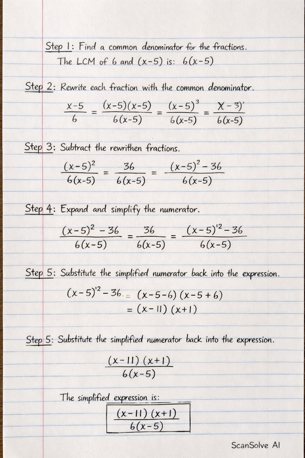 Handwritten step-by-step solution preview