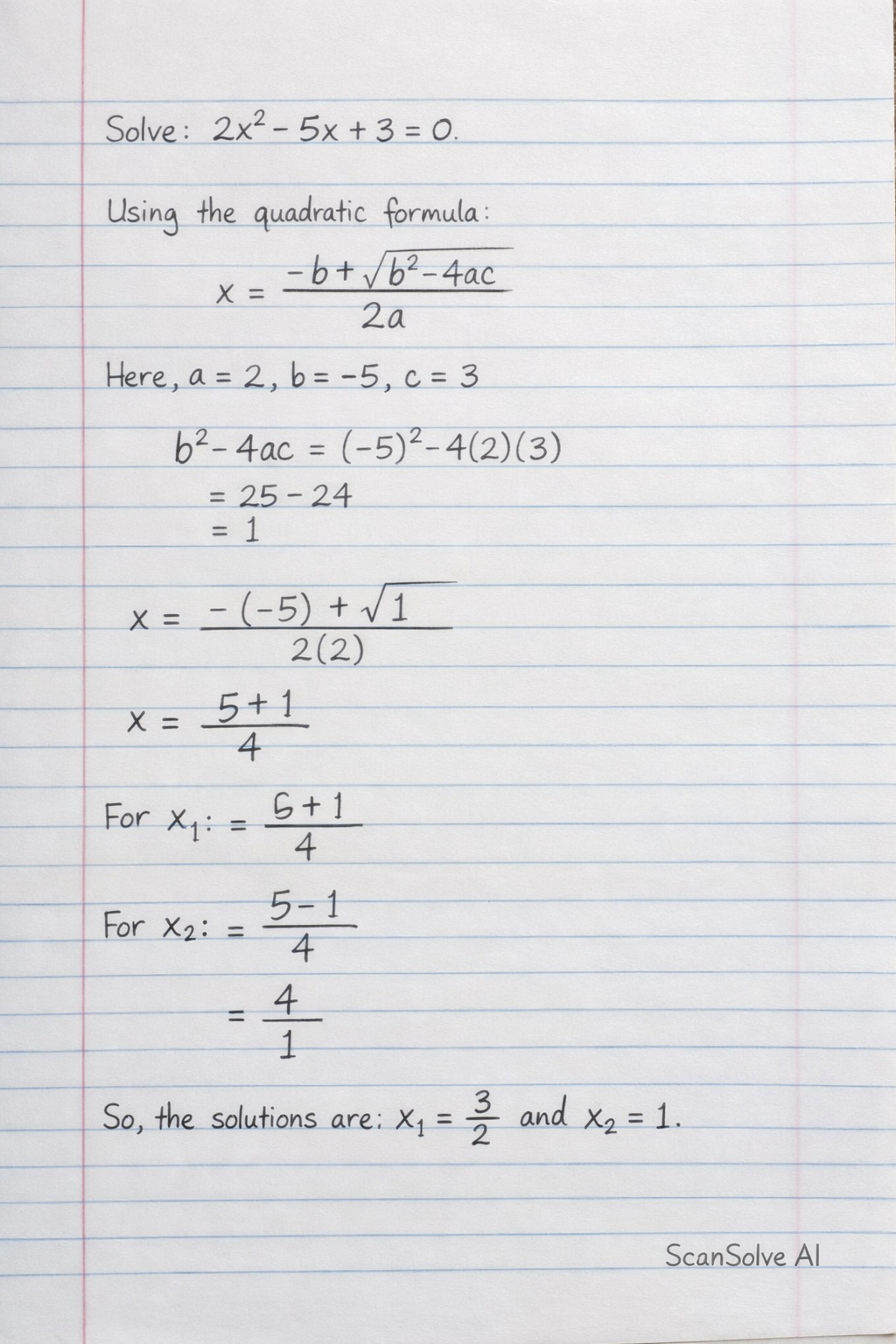 Handwritten step-by-step solution preview