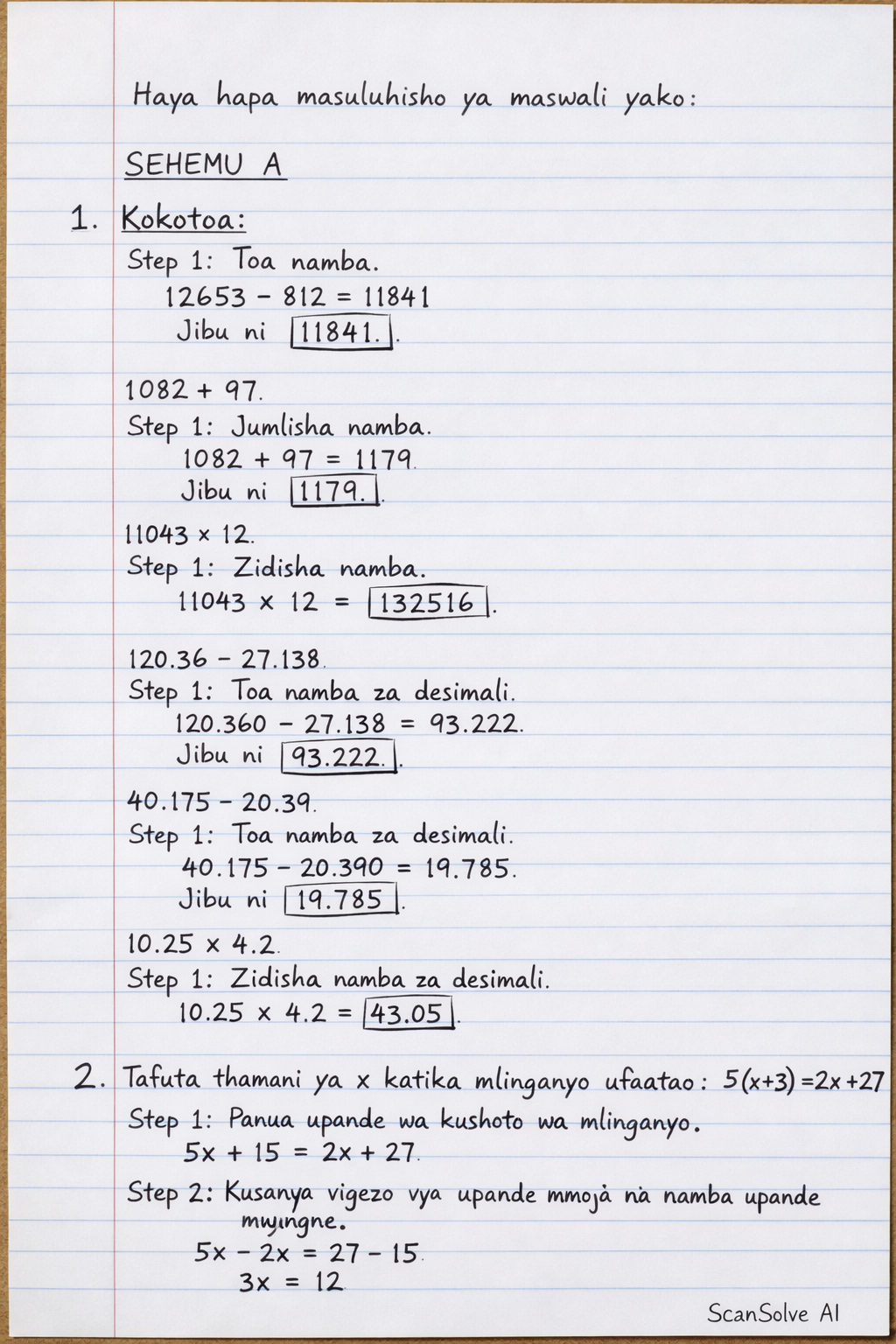 Handwritten step-by-step solution preview