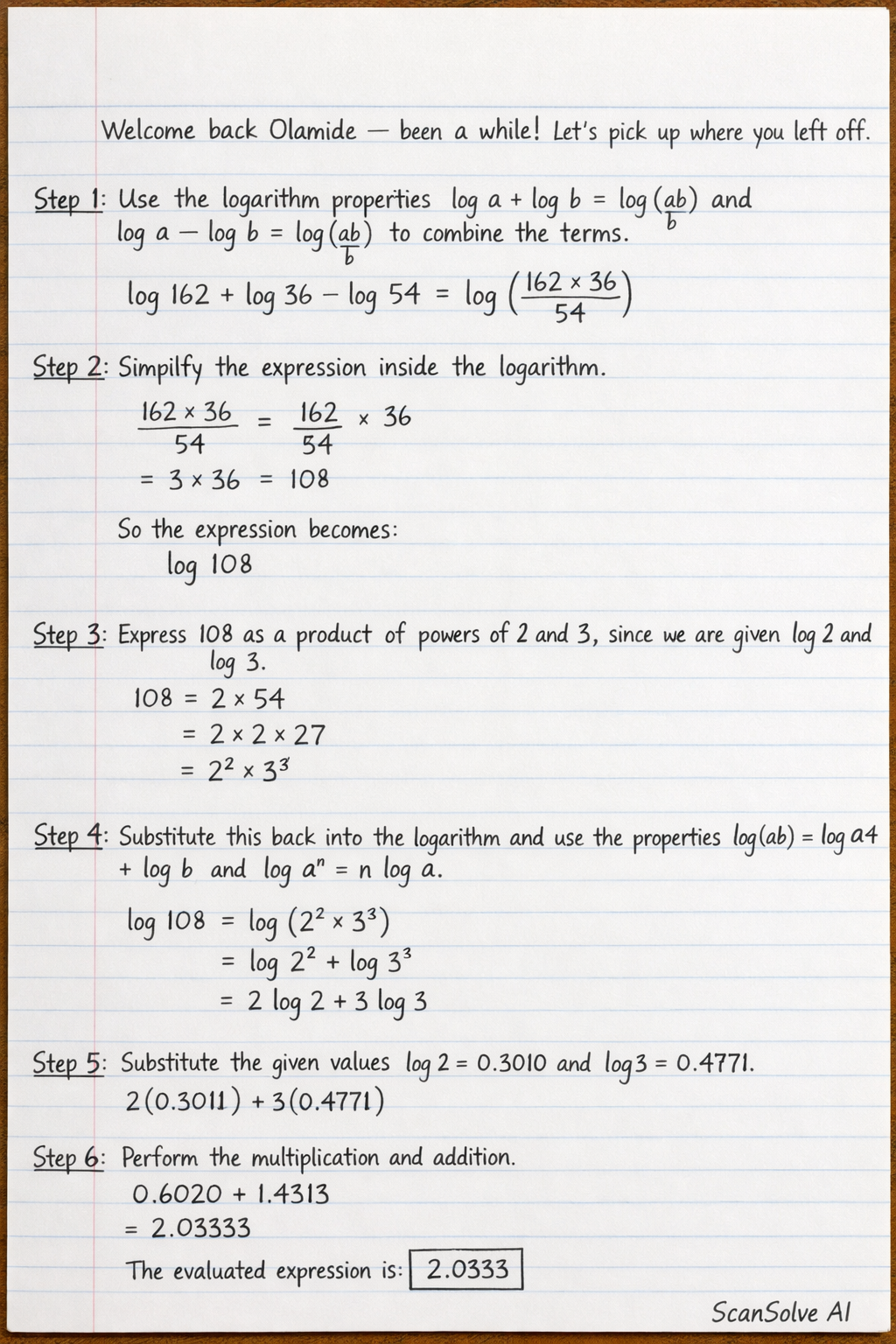 Handwritten step-by-step solution preview