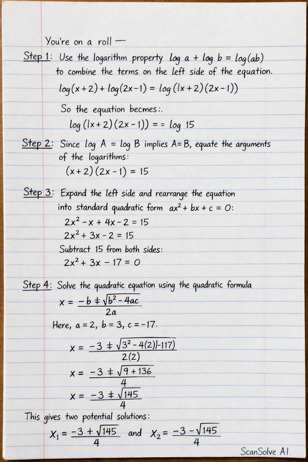 Handwritten step-by-step solution preview