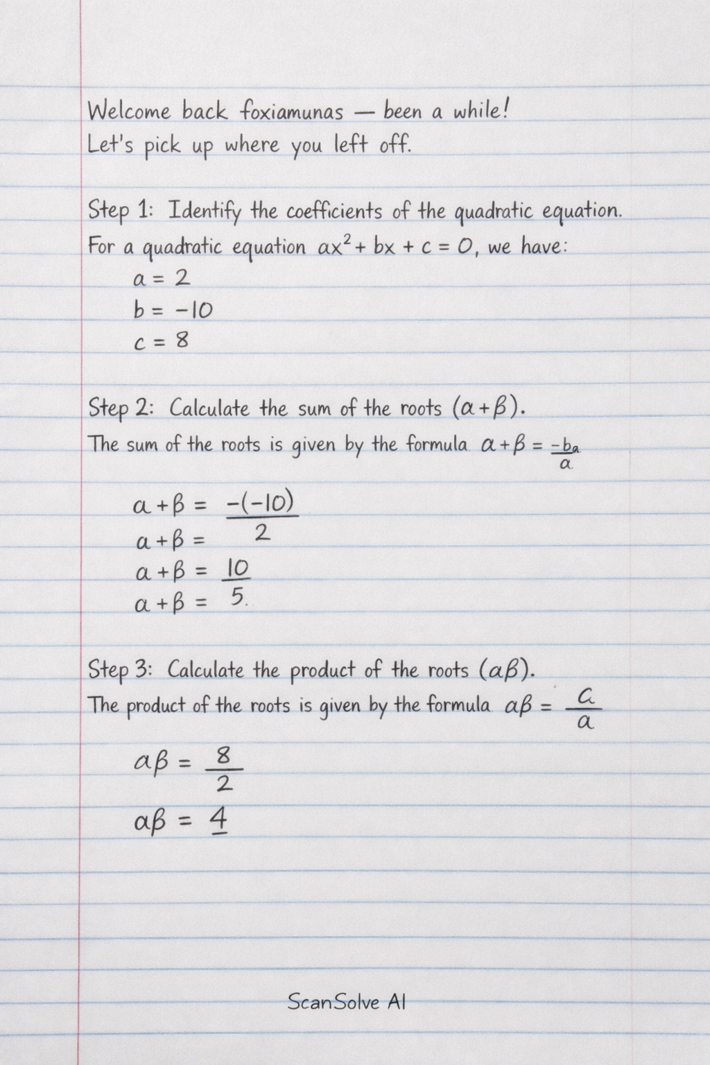 Handwritten step-by-step solution preview