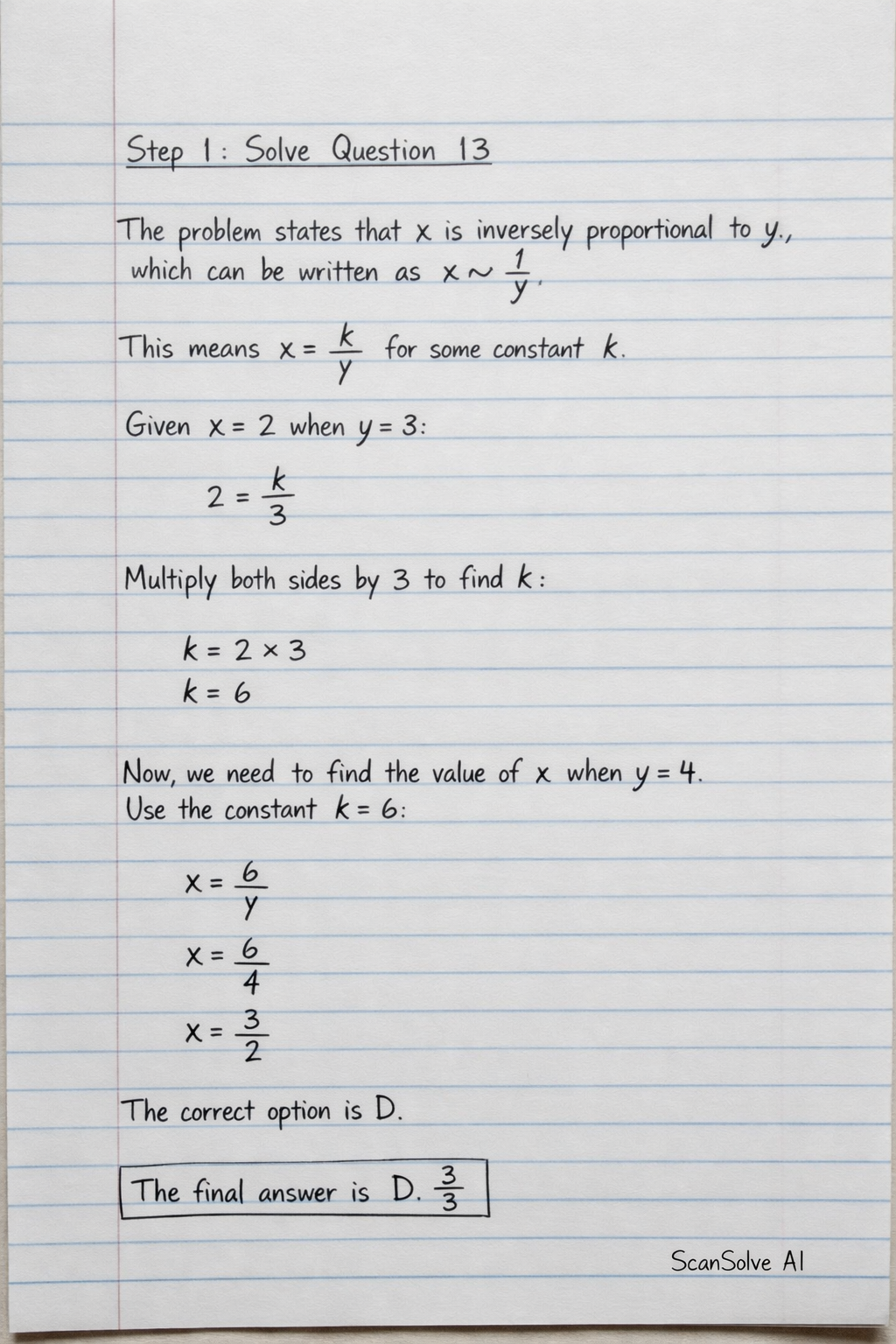 Handwritten step-by-step solution preview