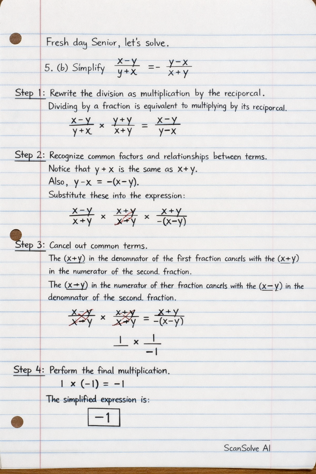 Handwritten step-by-step solution preview