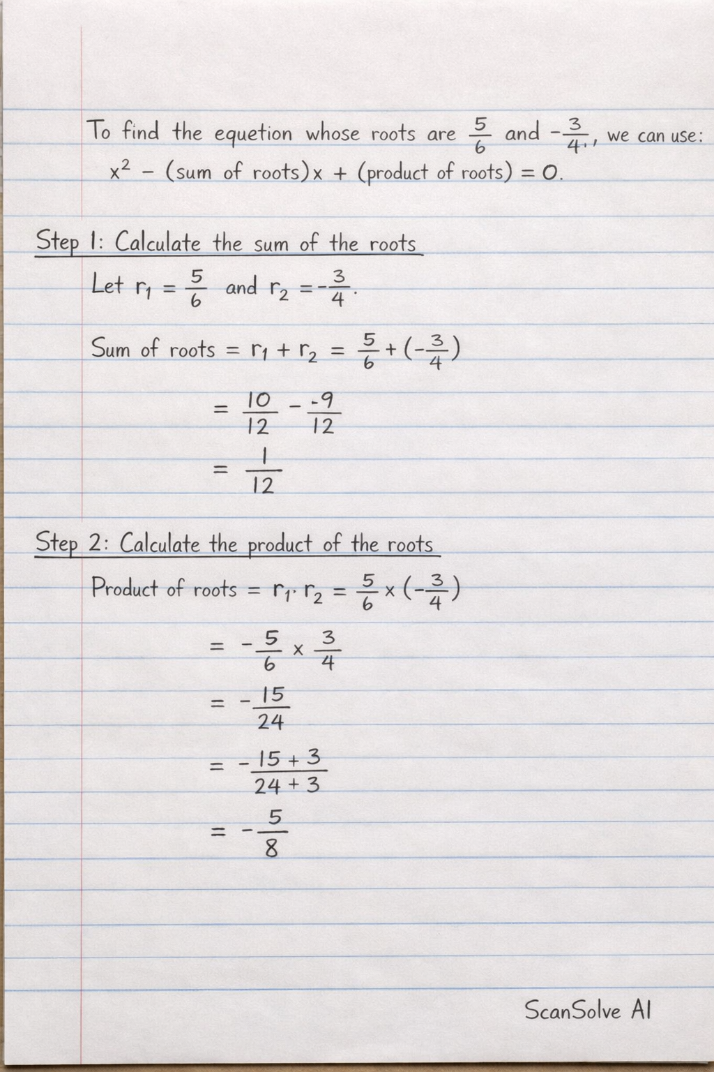 Handwritten step-by-step solution preview
