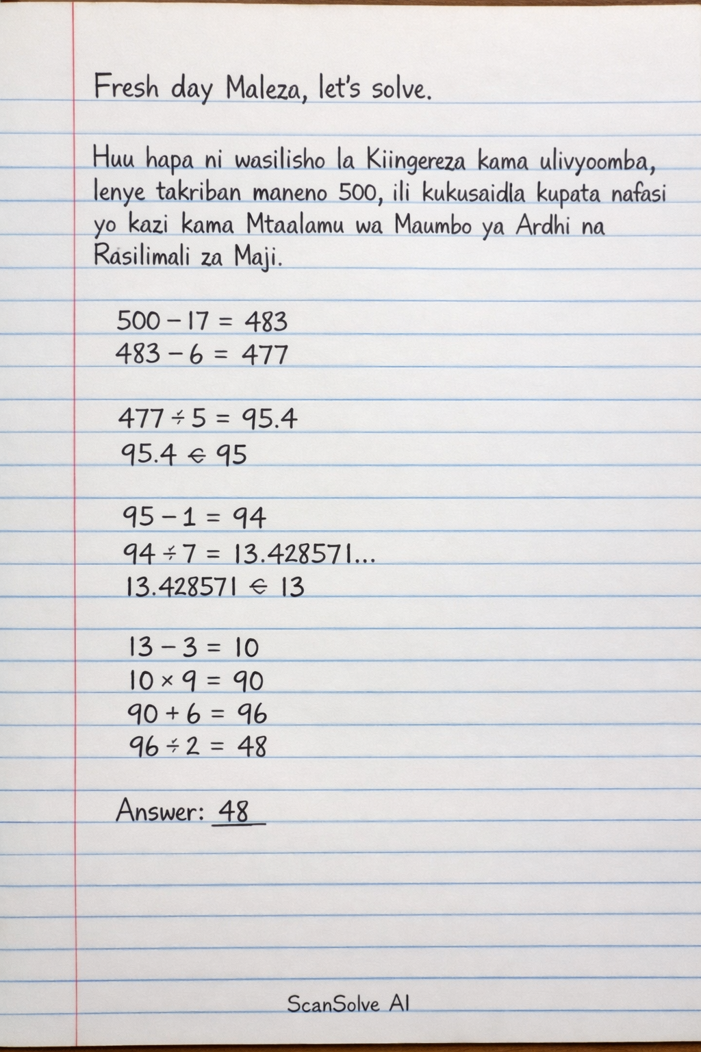 Handwritten step-by-step solution preview