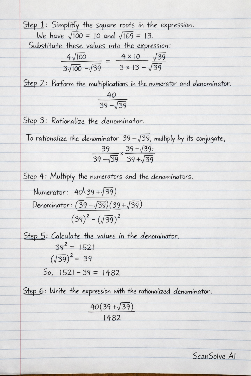 Handwritten step-by-step solution preview