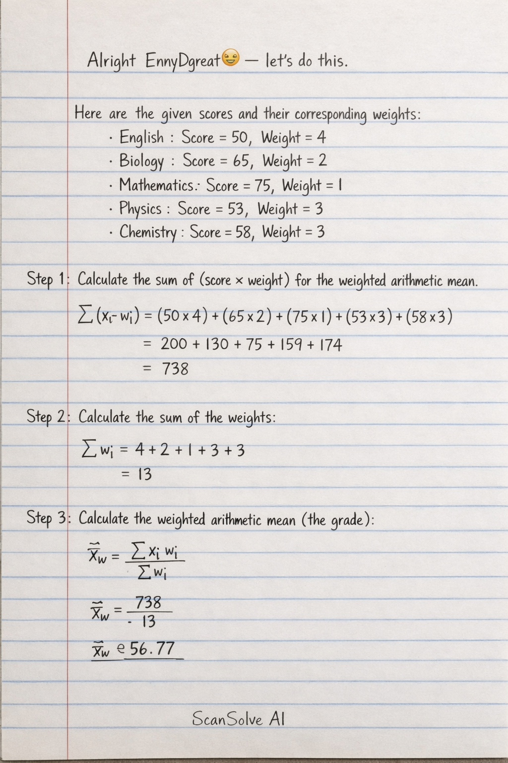 Handwritten step-by-step solution preview