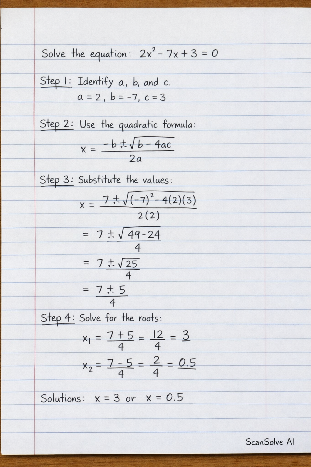 Handwritten step-by-step solution preview