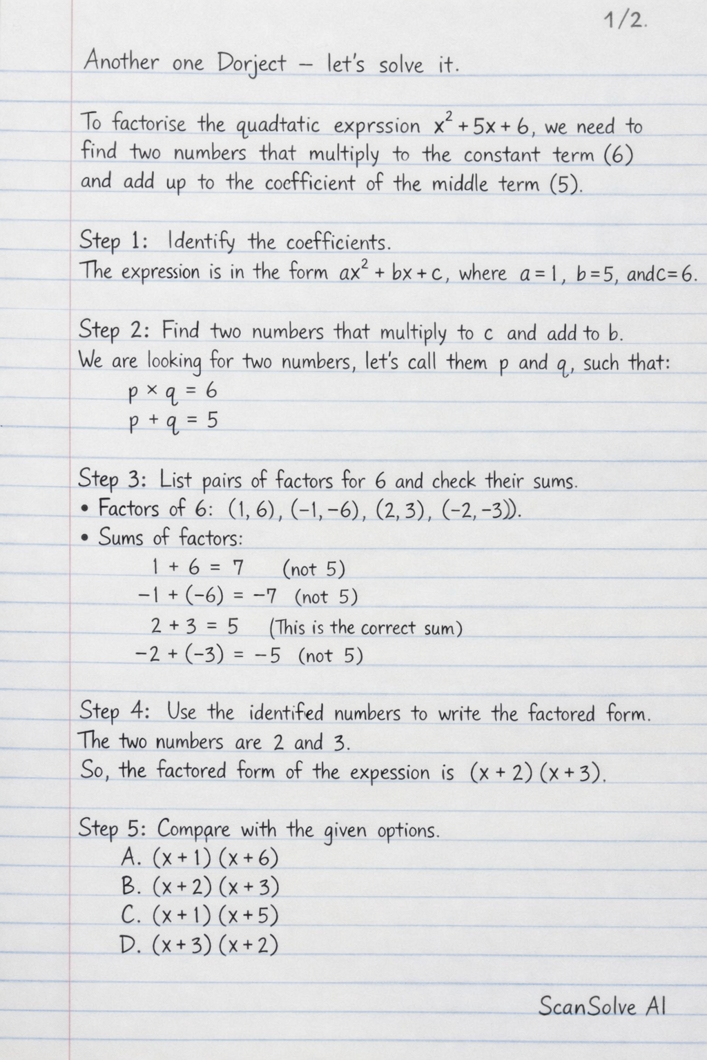 Handwritten step-by-step solution preview