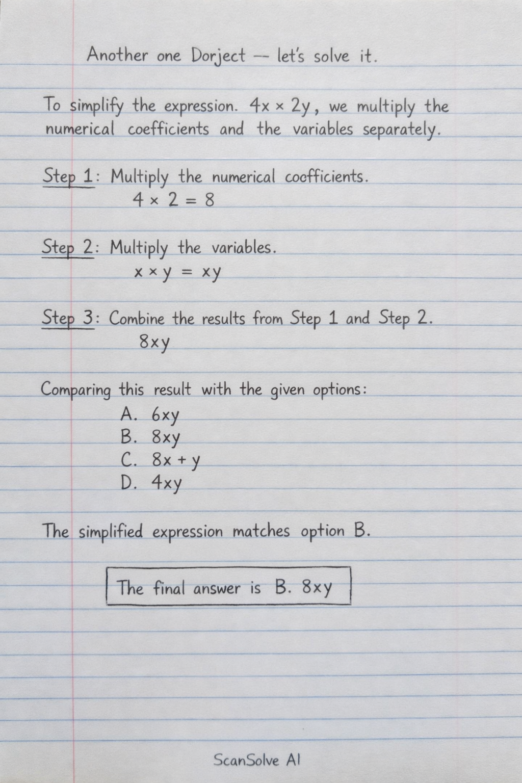 Handwritten step-by-step solution preview