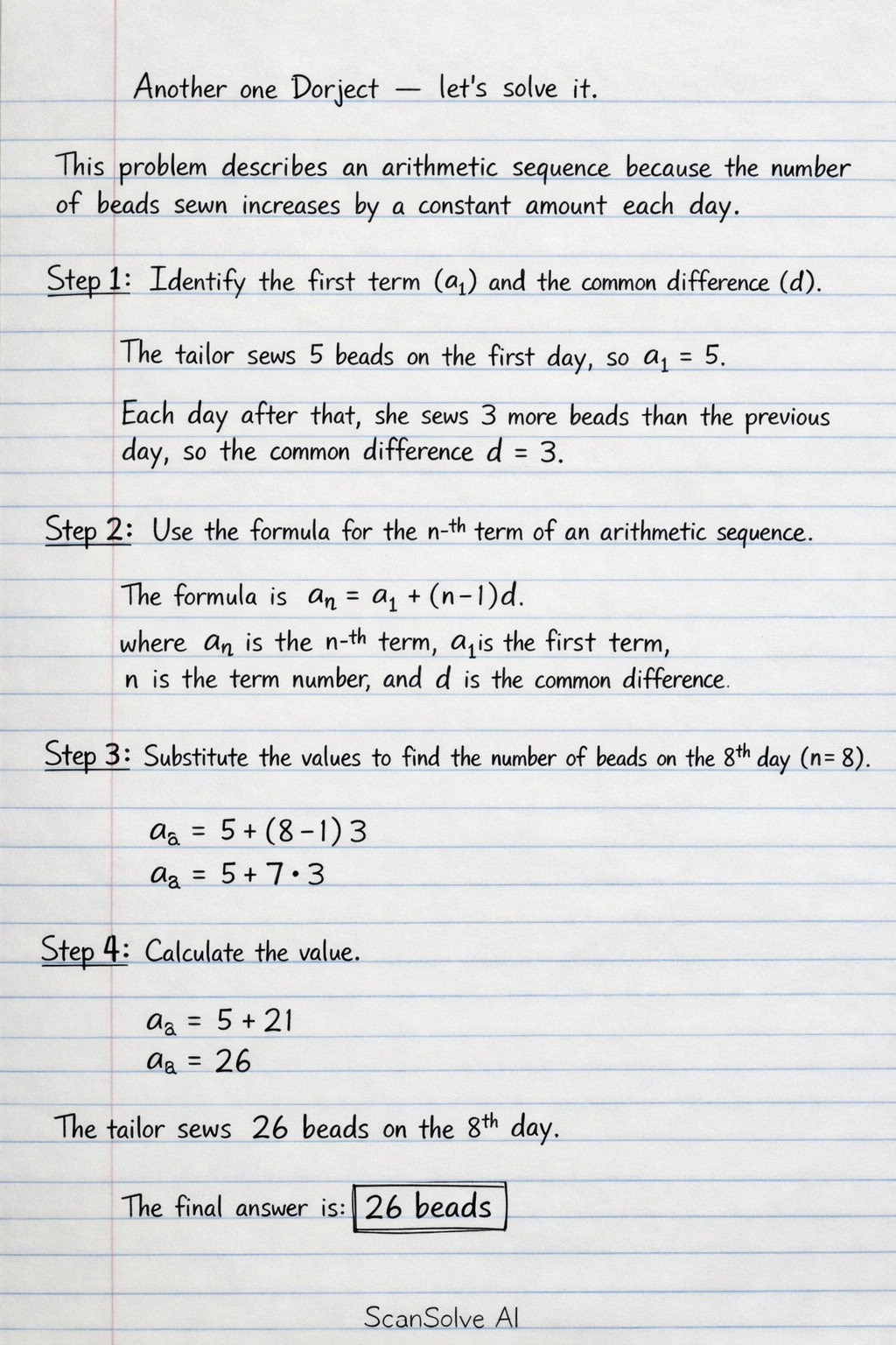Handwritten step-by-step solution preview
