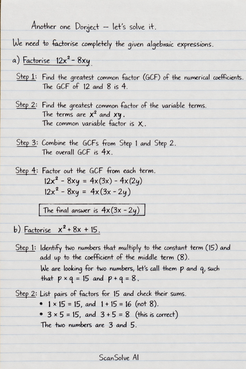 Handwritten step-by-step solution preview