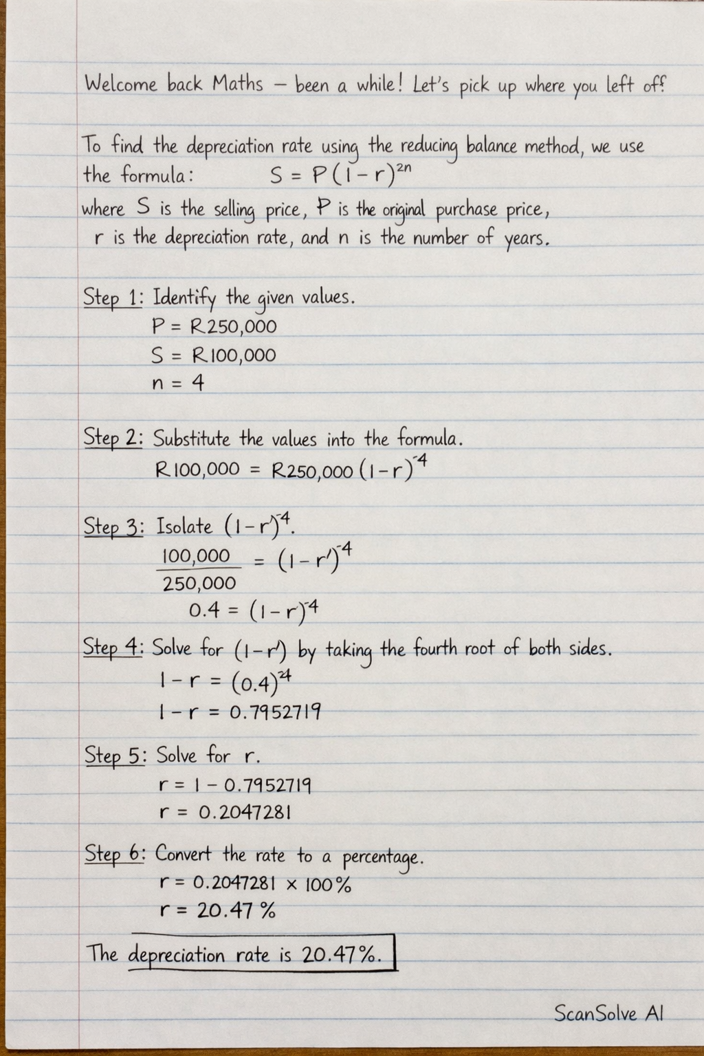 Handwritten step-by-step solution preview