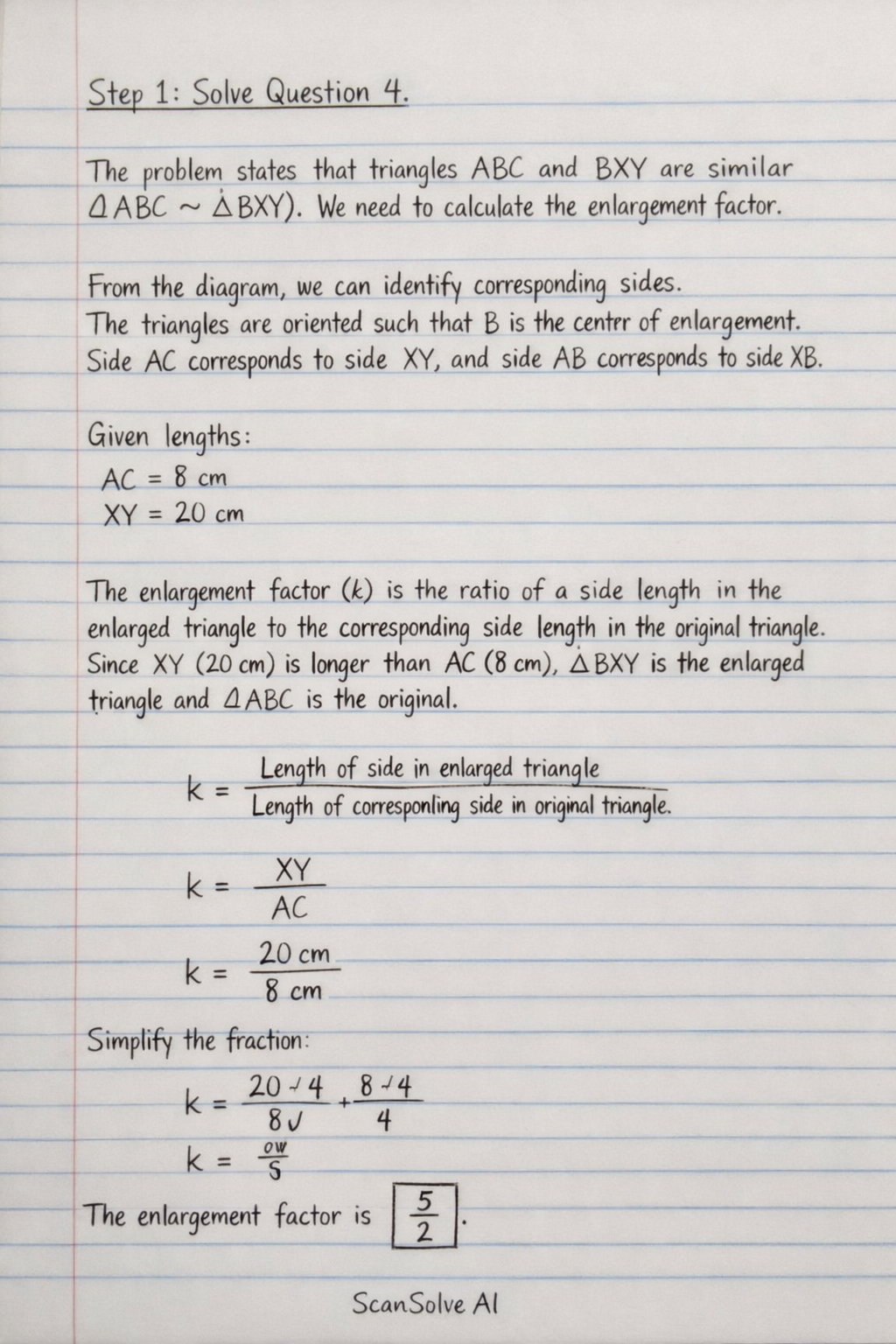 Handwritten step-by-step solution preview