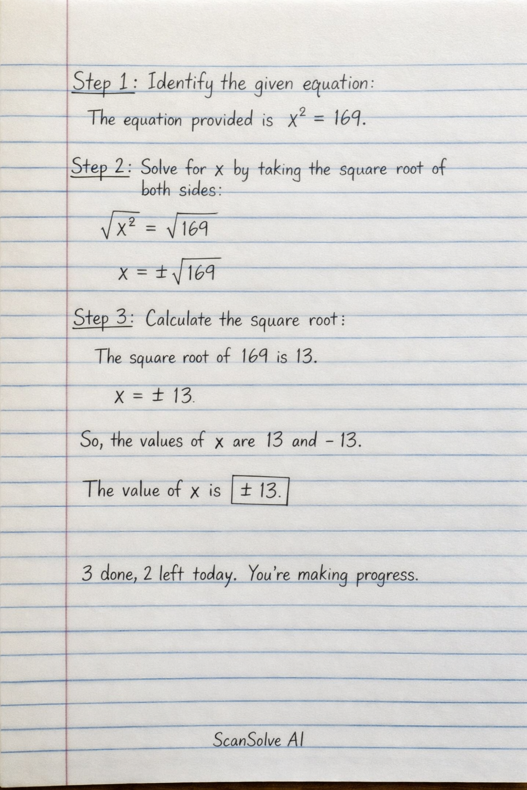 Handwritten step-by-step solution preview