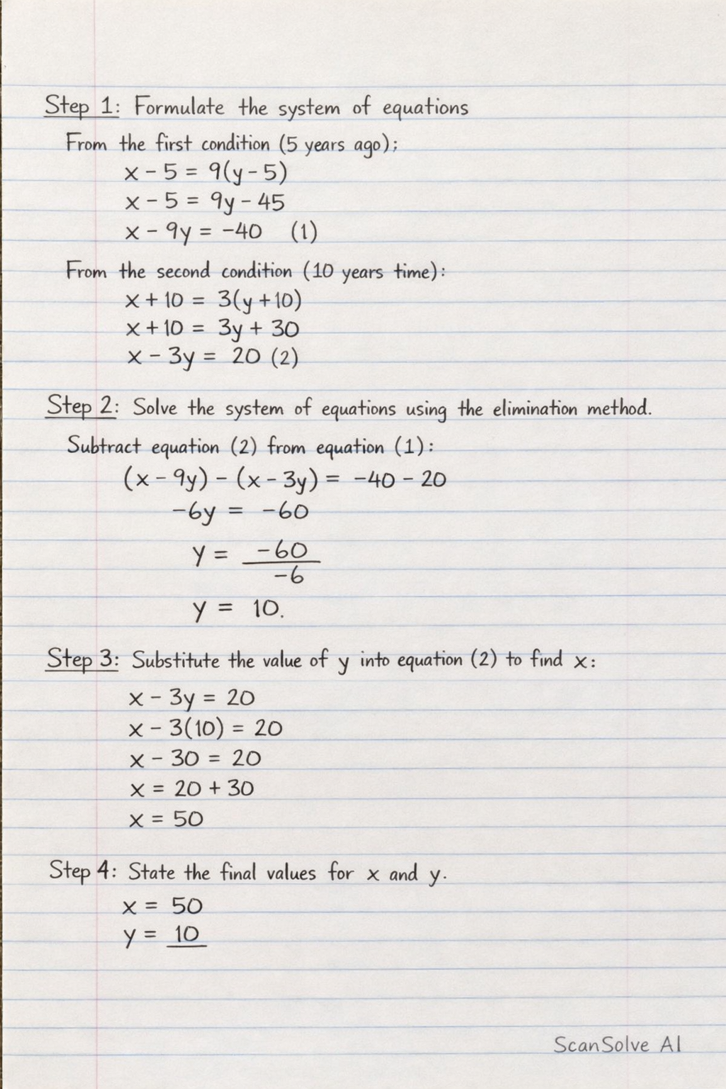 Handwritten step-by-step solution preview