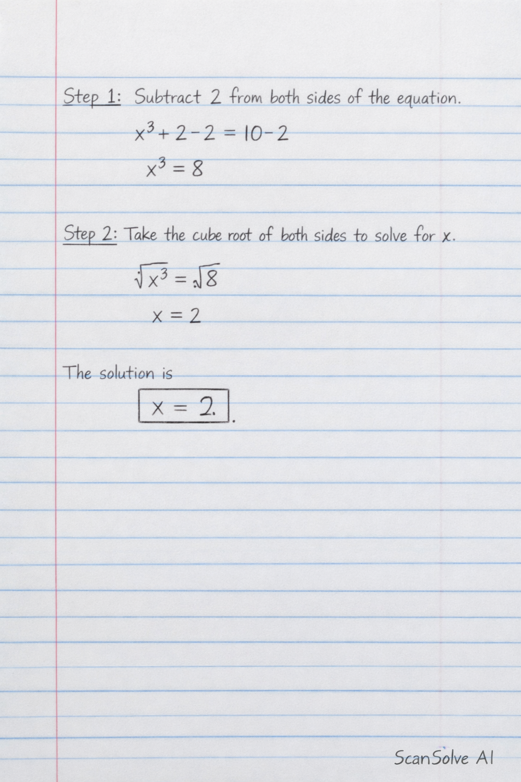 Handwritten step-by-step solution preview