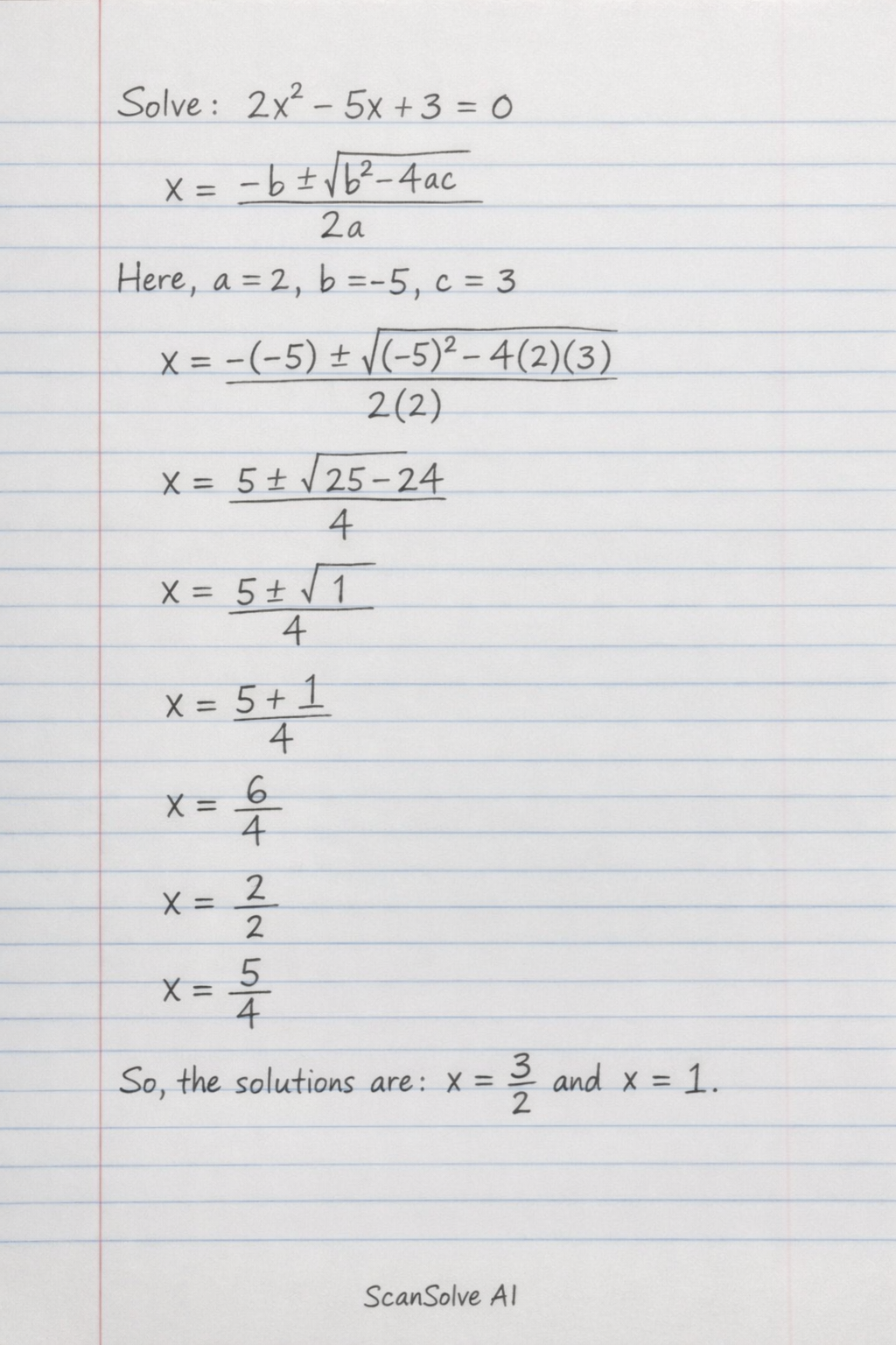 Handwritten step-by-step solution preview