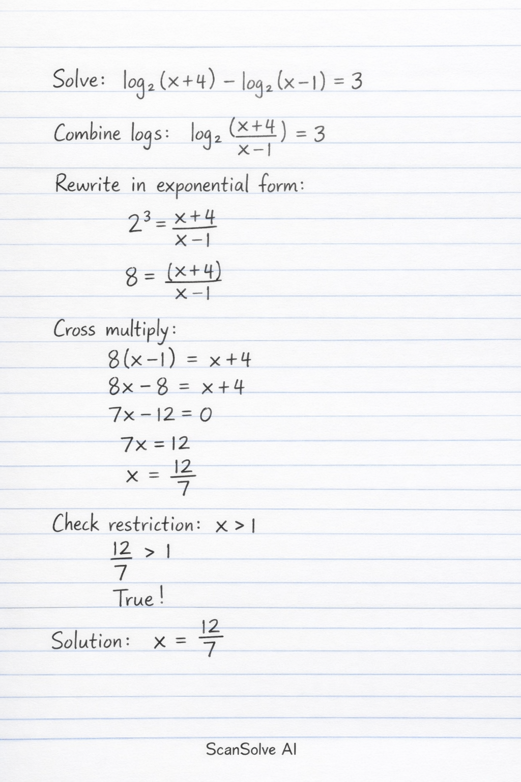Handwritten step-by-step solution preview