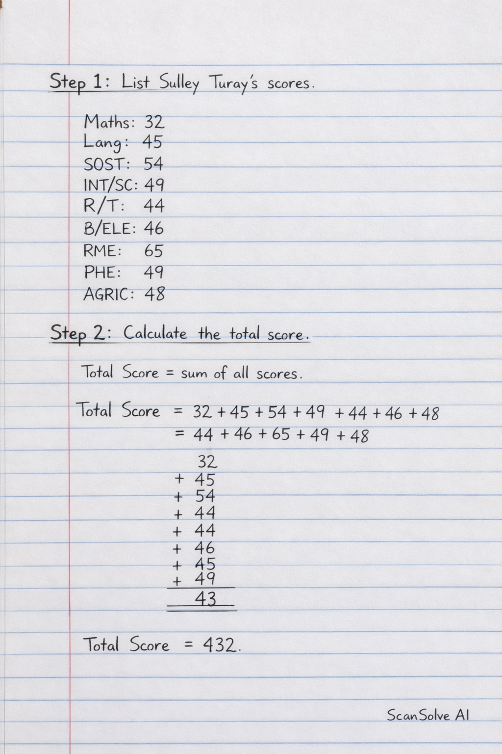 Handwritten step-by-step solution preview