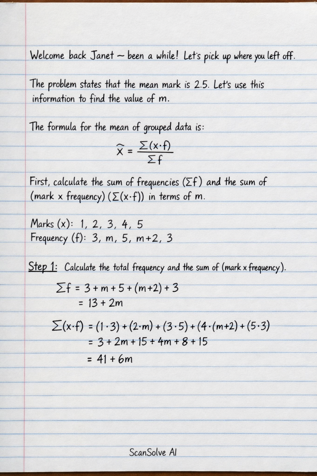 Handwritten step-by-step solution preview