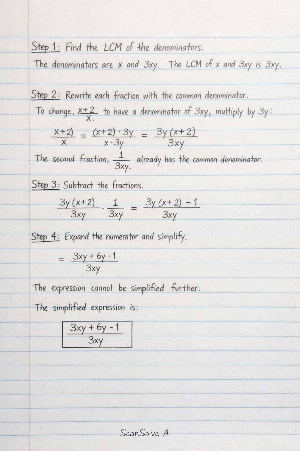 Handwritten step-by-step solution preview