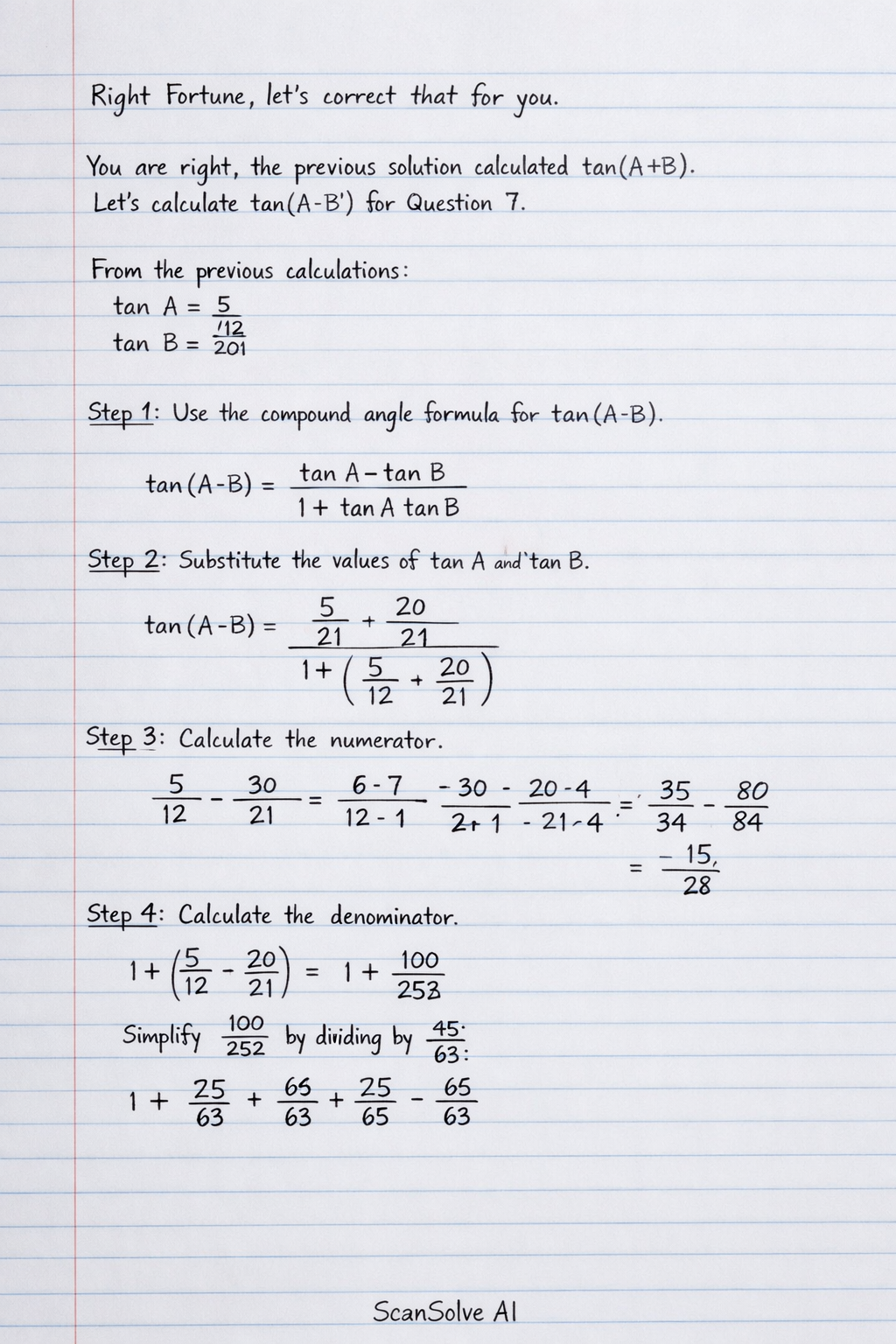 Handwritten step-by-step solution preview