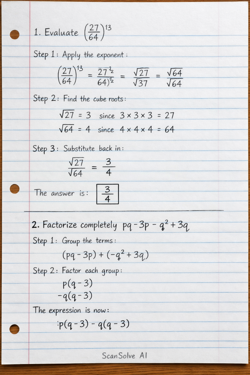 Handwritten step-by-step solution preview