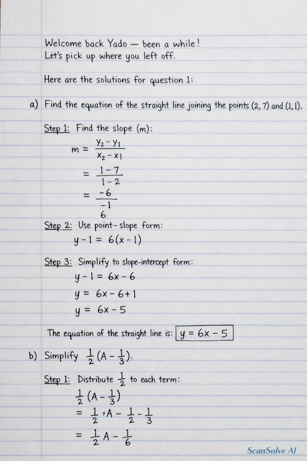 Handwritten step-by-step solution preview