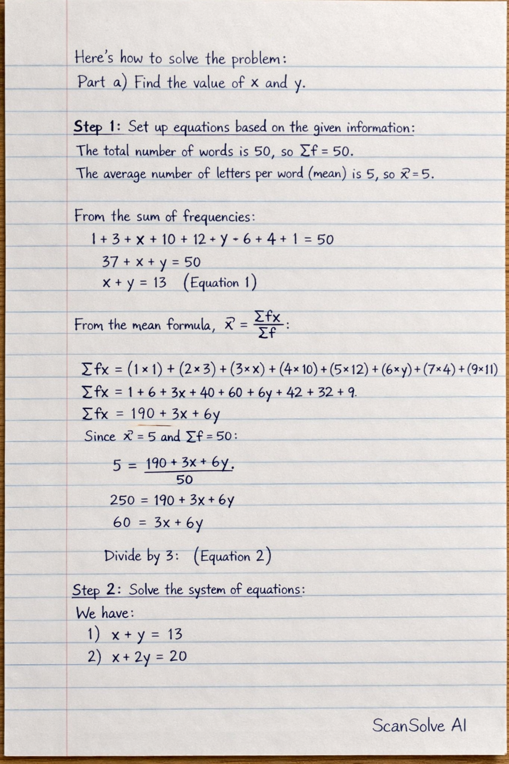 Handwritten step-by-step solution preview