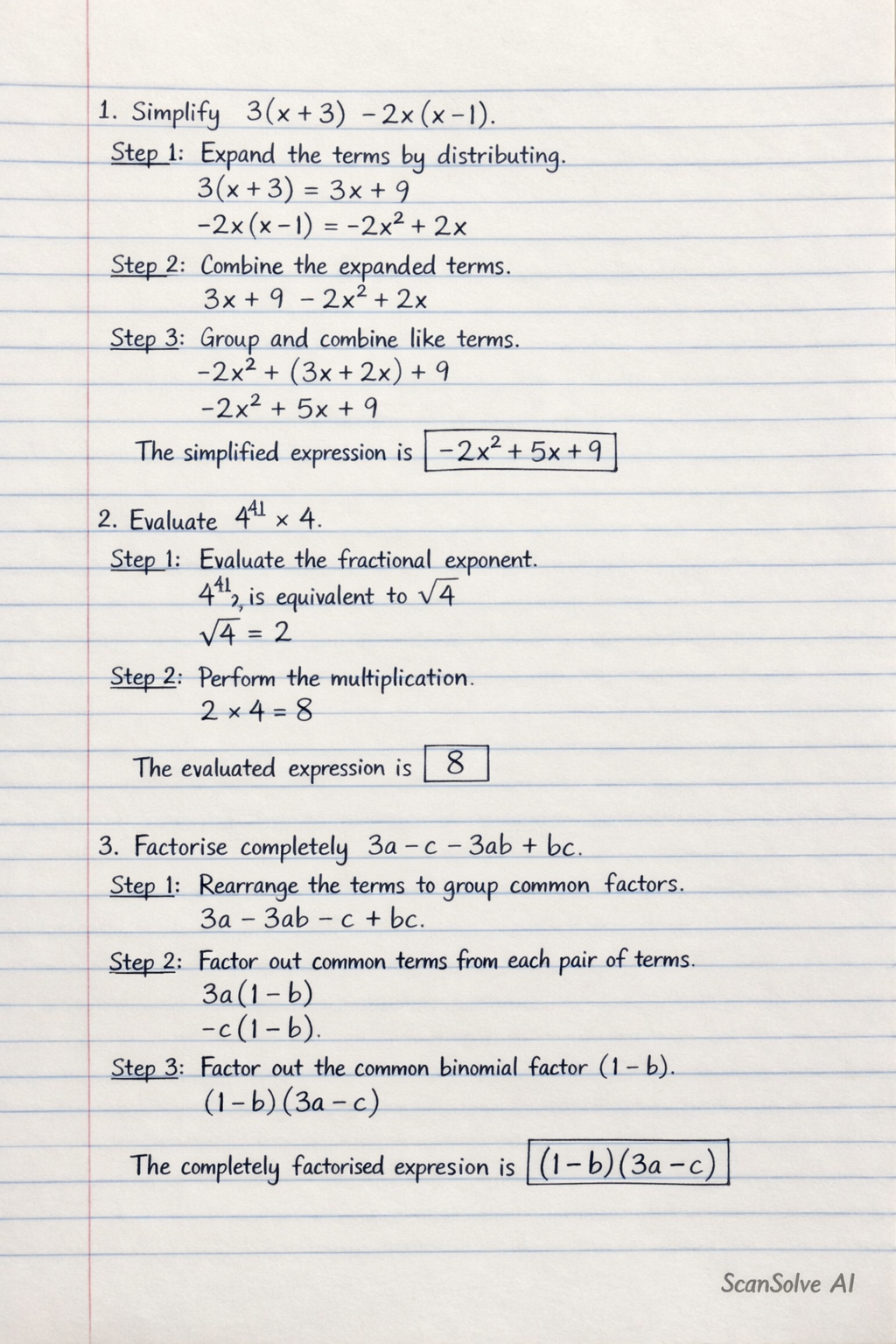 Handwritten step-by-step solution preview
