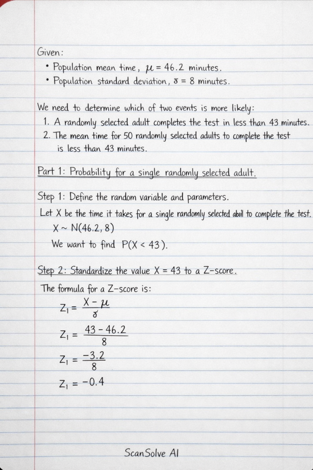 Handwritten step-by-step solution preview