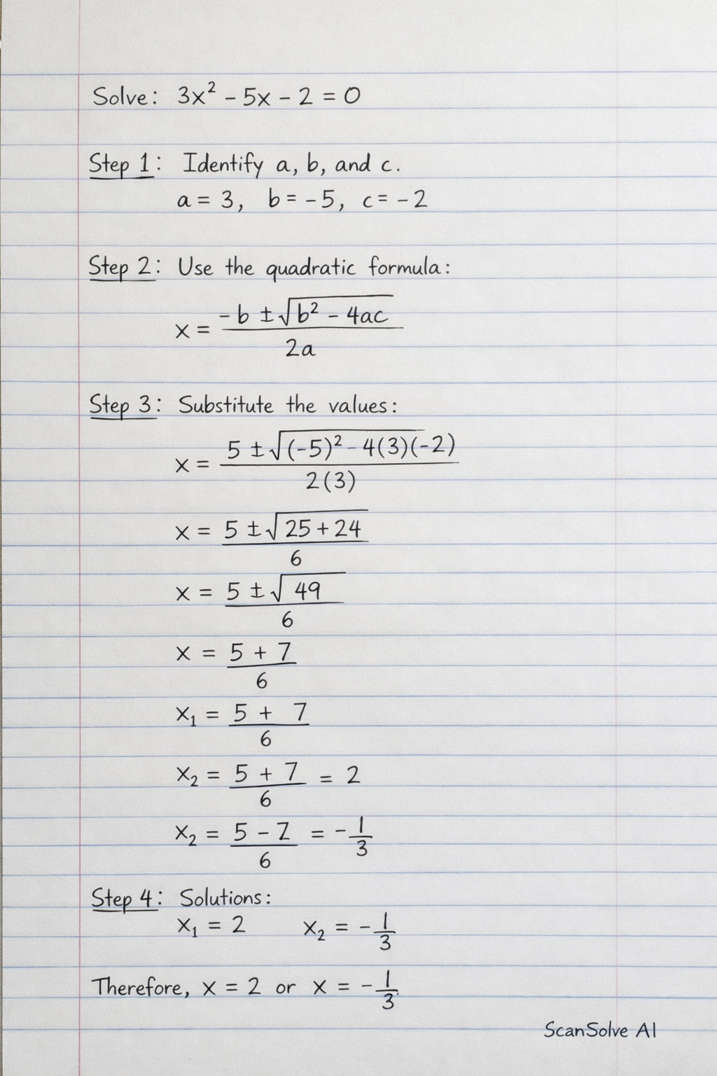 Handwritten step-by-step solution preview