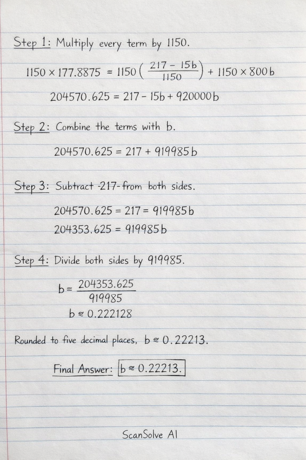 Handwritten step-by-step solution preview
