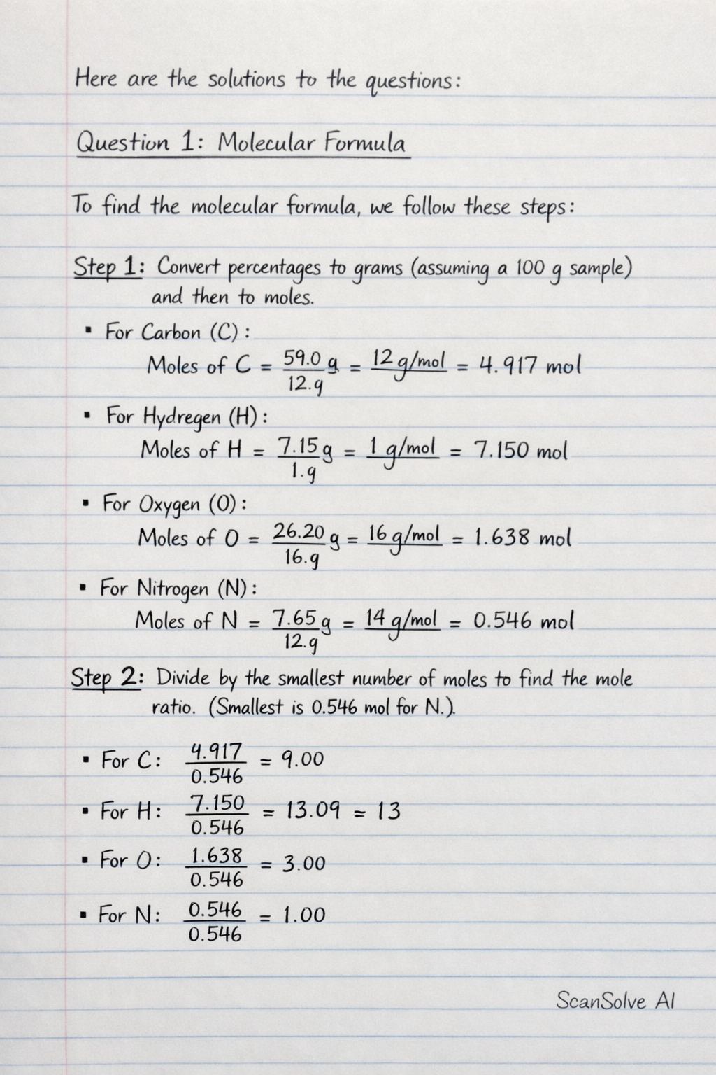 Handwritten step-by-step solution preview
