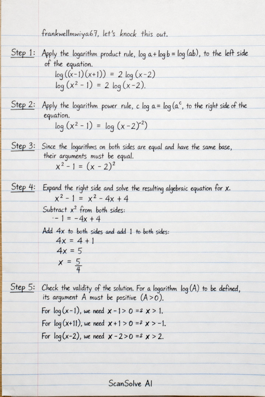 Handwritten step-by-step solution preview