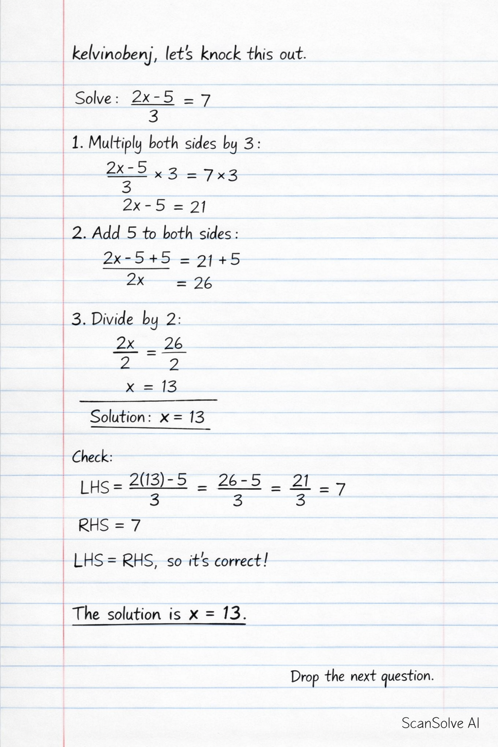 Handwritten step-by-step solution preview