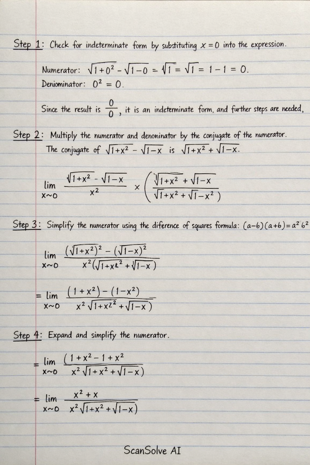 Handwritten step-by-step solution preview