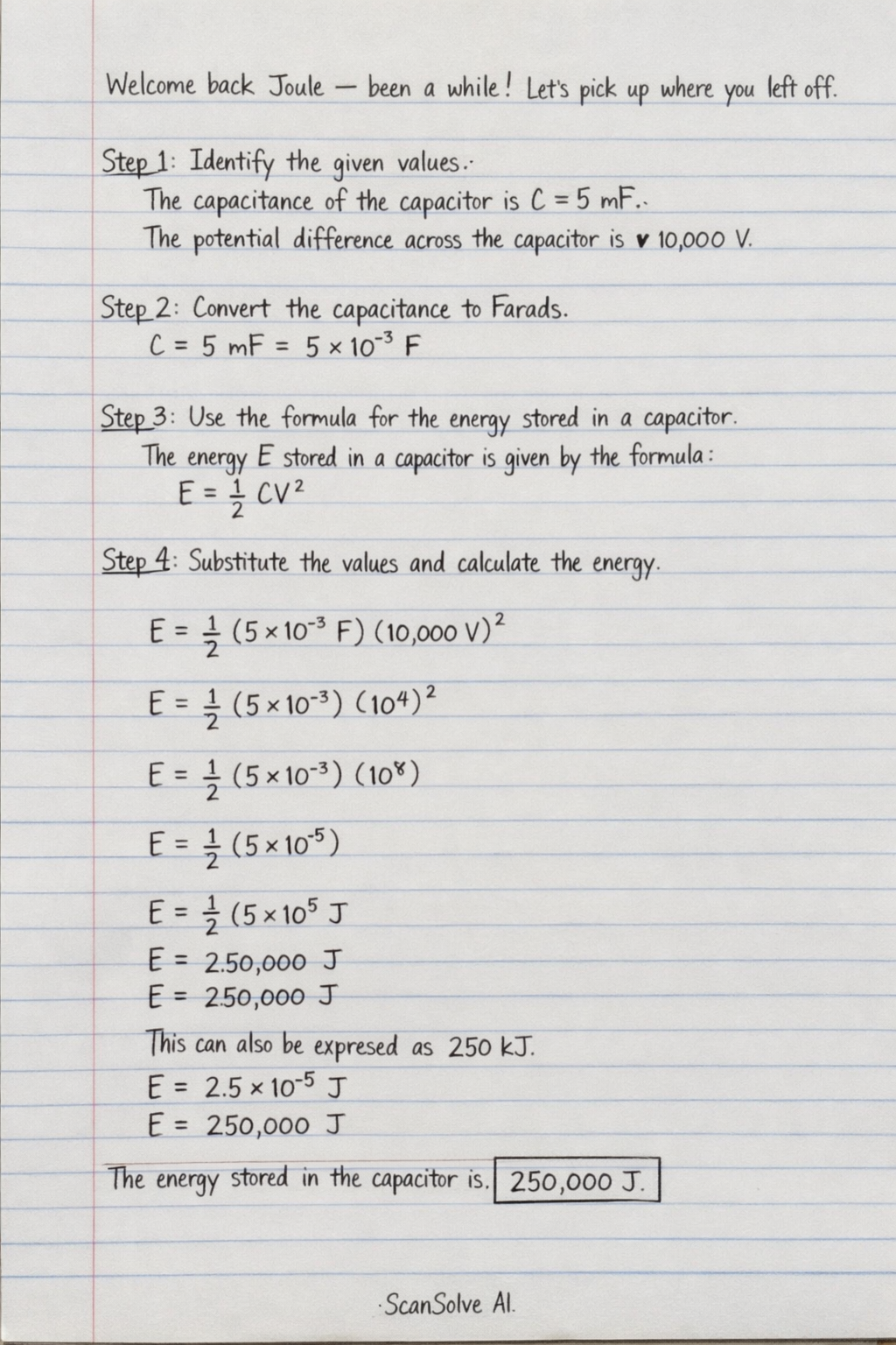Handwritten step-by-step solution preview