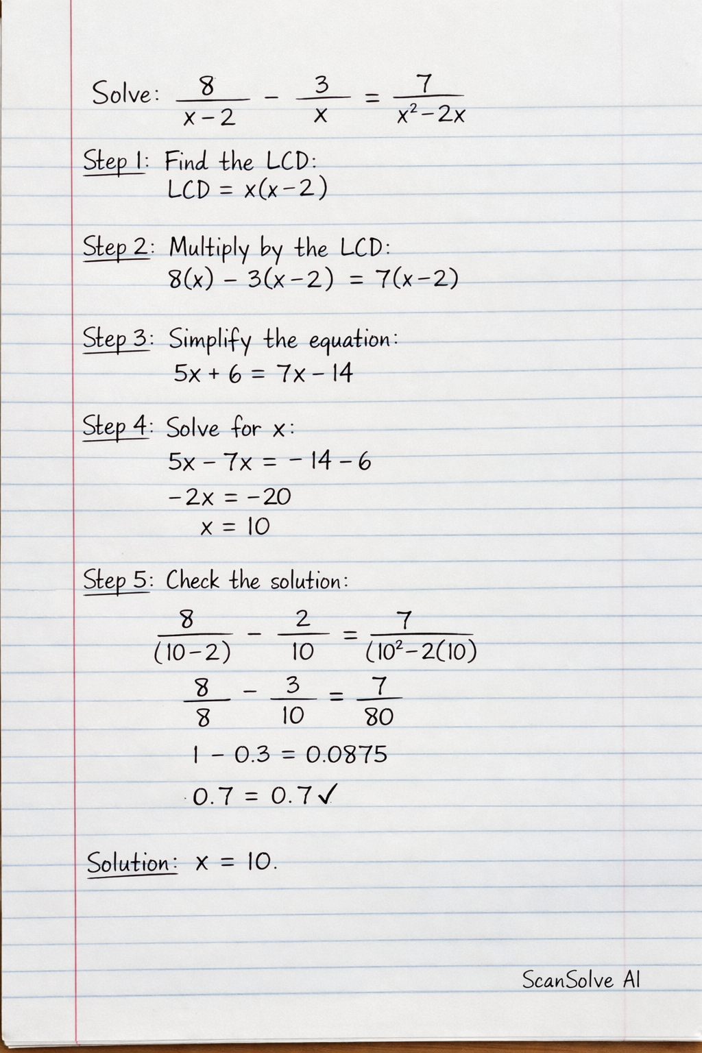 Handwritten step-by-step solution preview