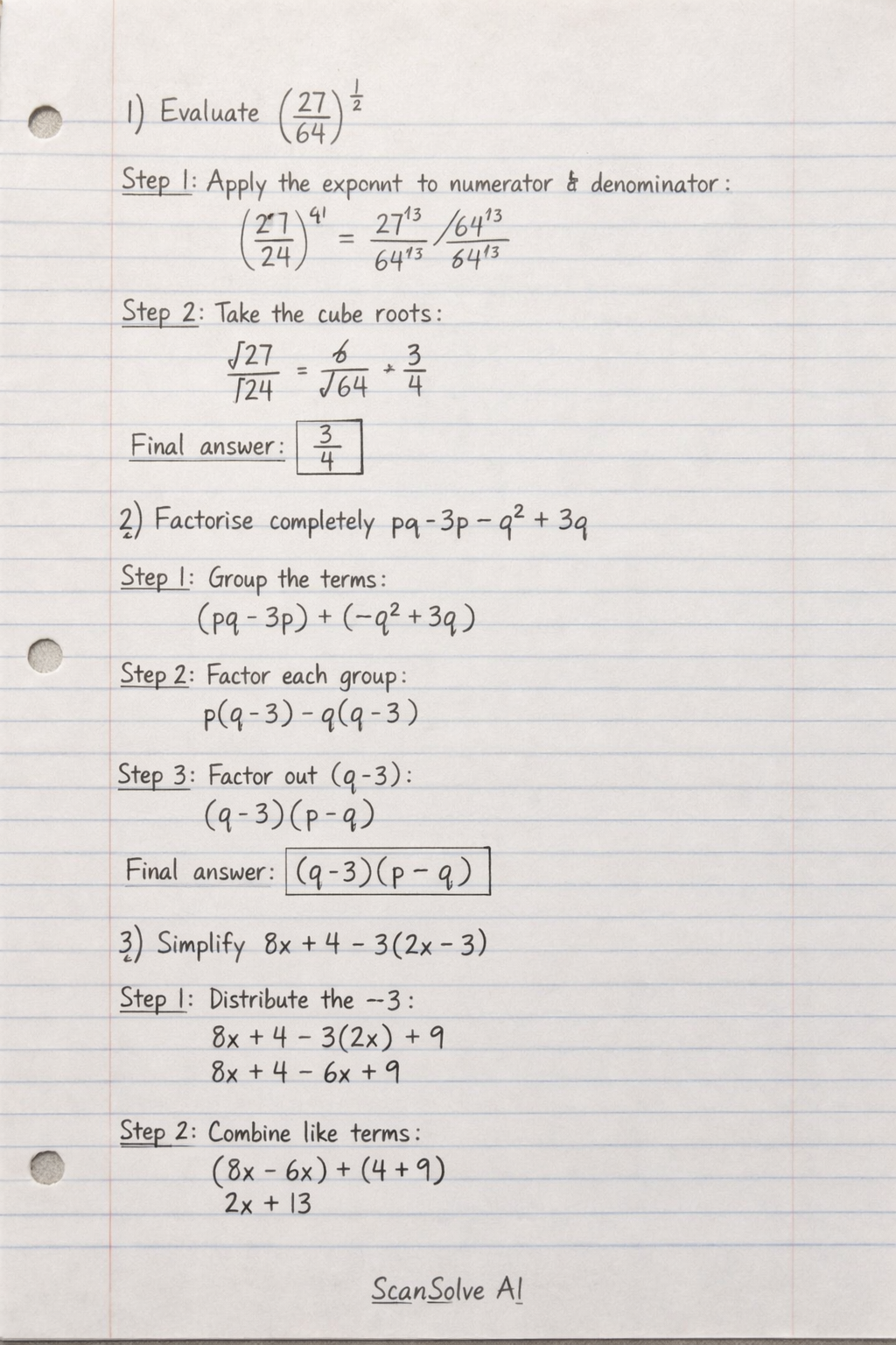 Handwritten step-by-step solution preview