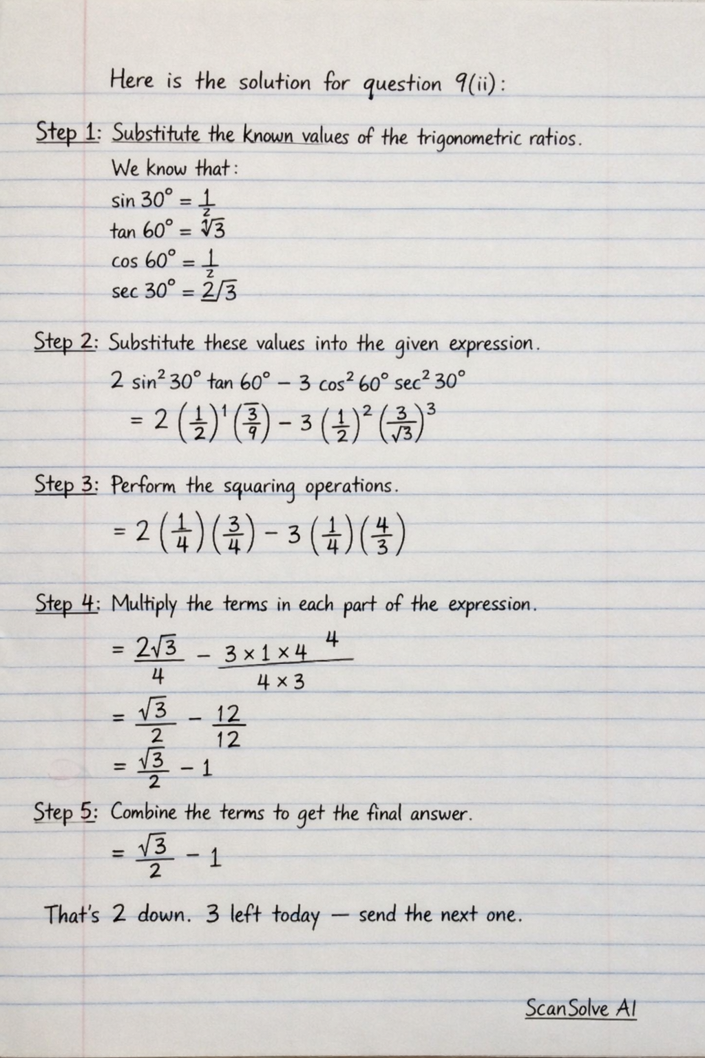 Handwritten step-by-step solution preview