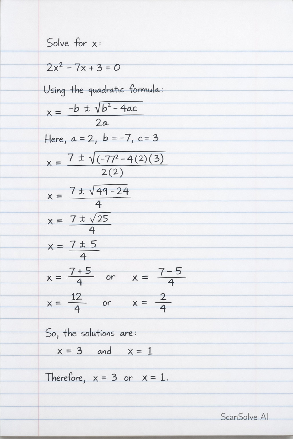 Handwritten step-by-step solution preview